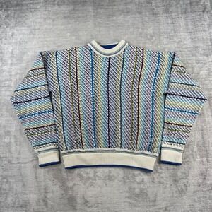 Colours by Alexander Julian Sweater Women XL Vintage Colorful Striped 3D Knit